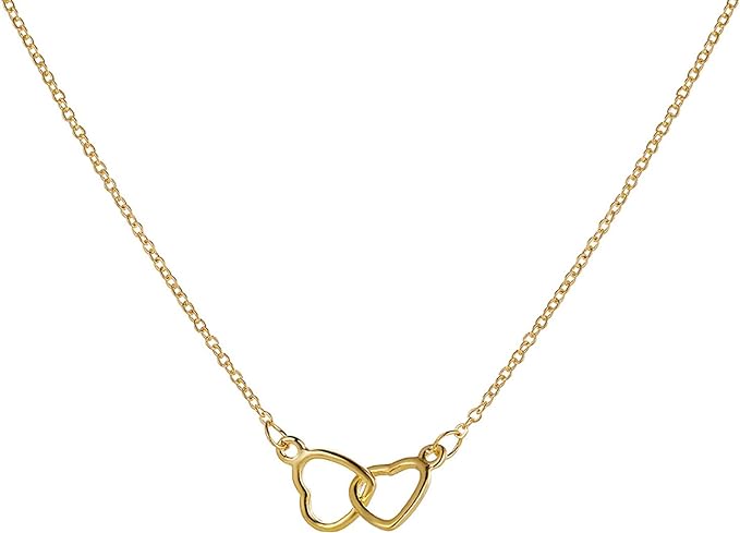 Collar de doble anillo de corazón oro